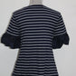 Charter Club Striped Eyelet-Cuff Top Intrepid Blue Combo M