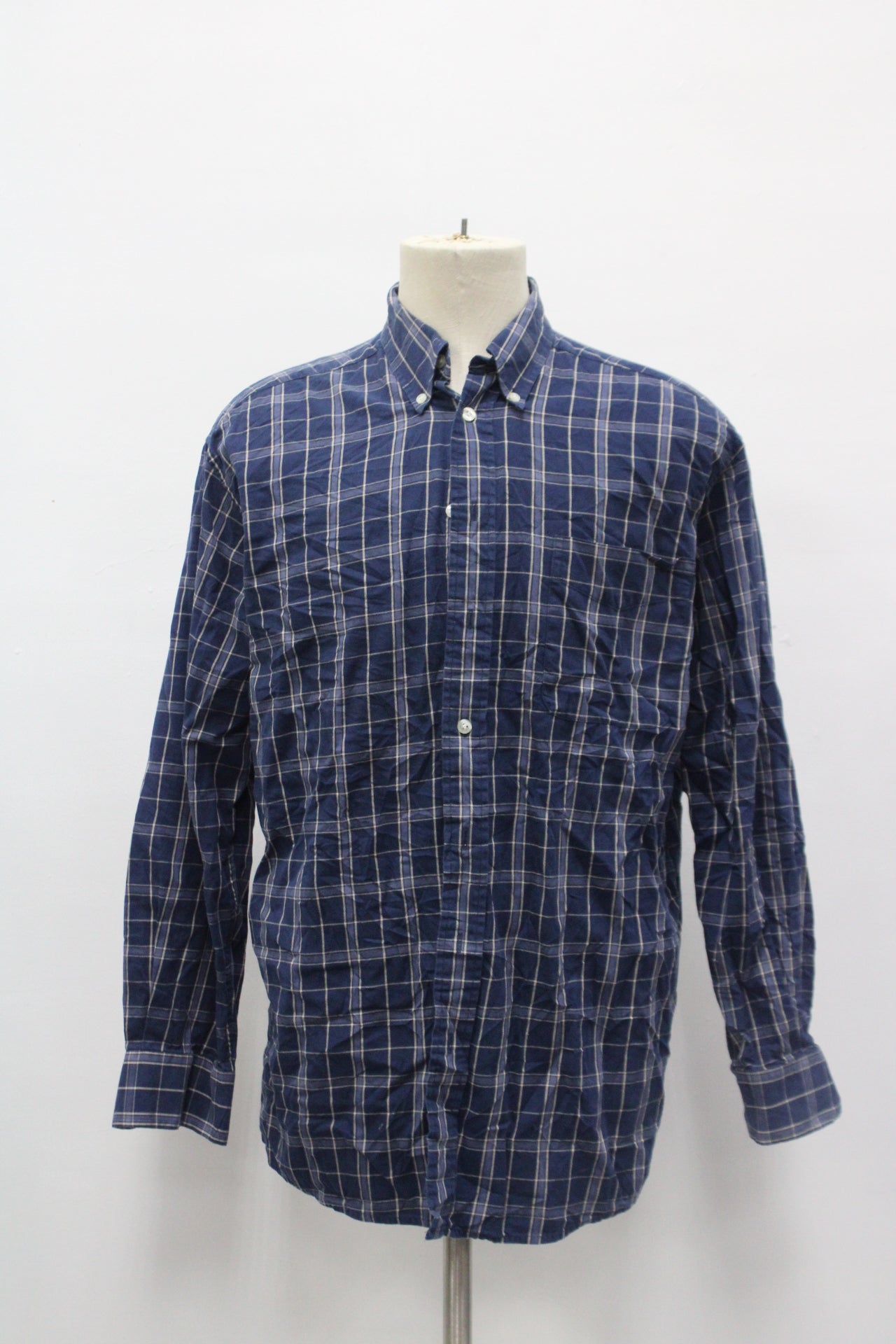 Hathaway Men's Flannel Shirt Navy L Pre-Owned