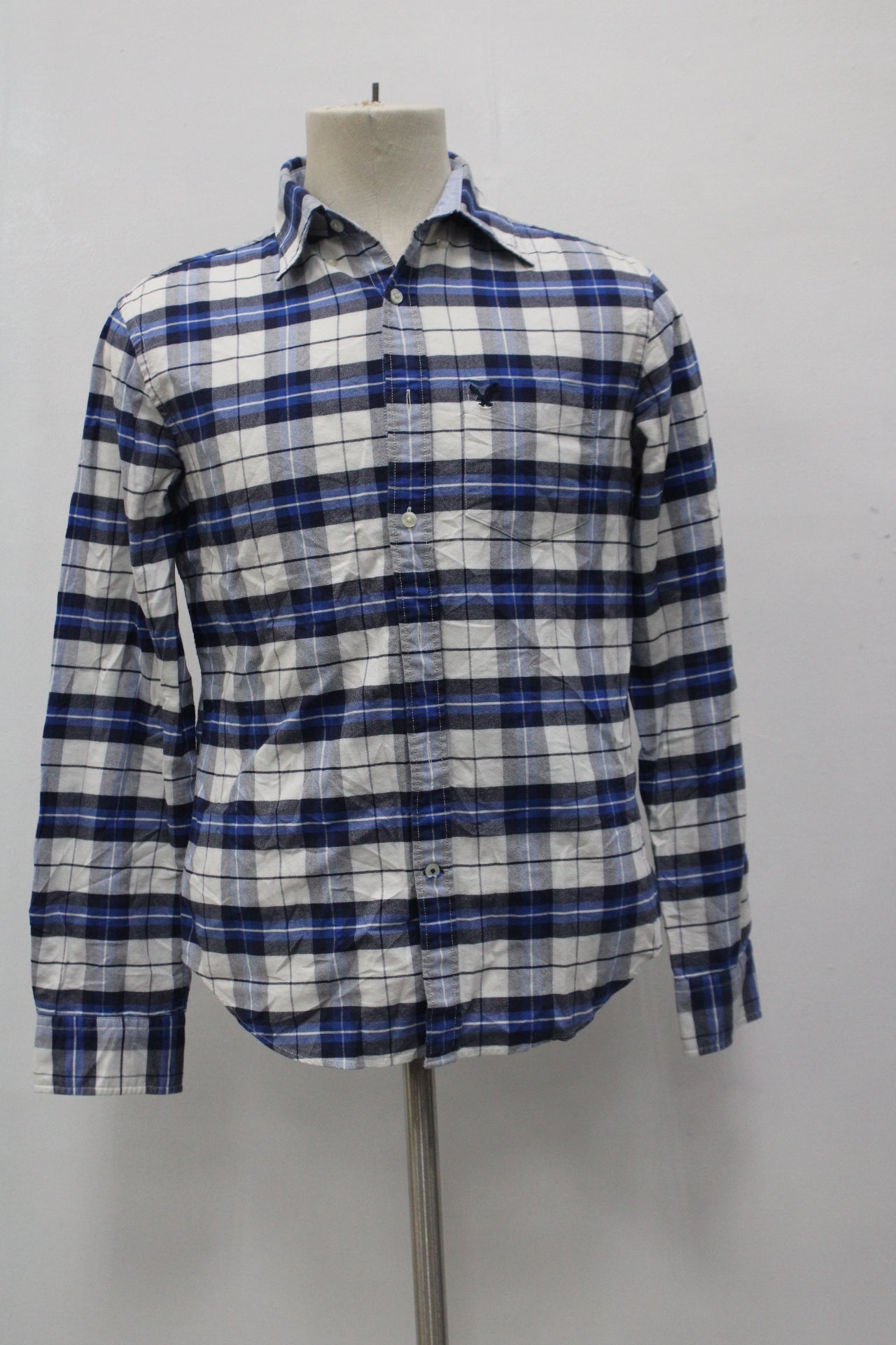 American Eagle Men's Flannel Shirt Blue S Pre-Owned