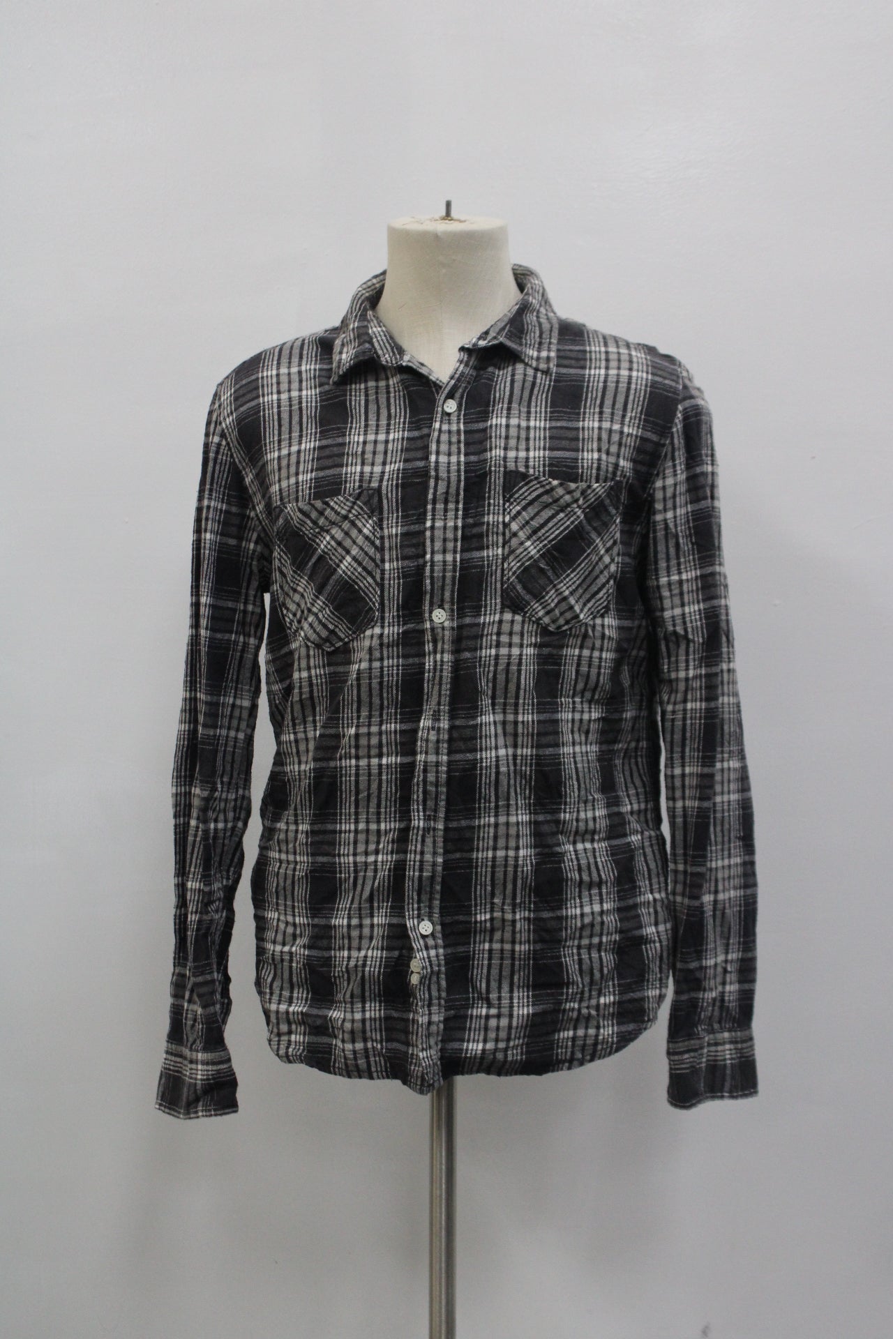 44MM Men's Flannel Shirt Black L Pre-Owned