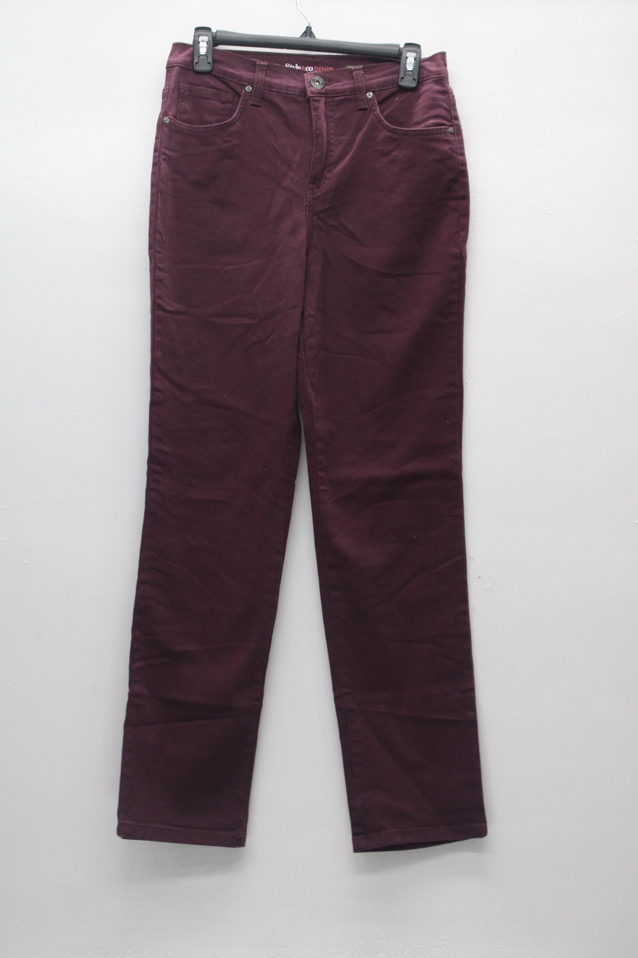 Style & Co Women's Jeans Straight Leg Maroon 4 Pre-Owned