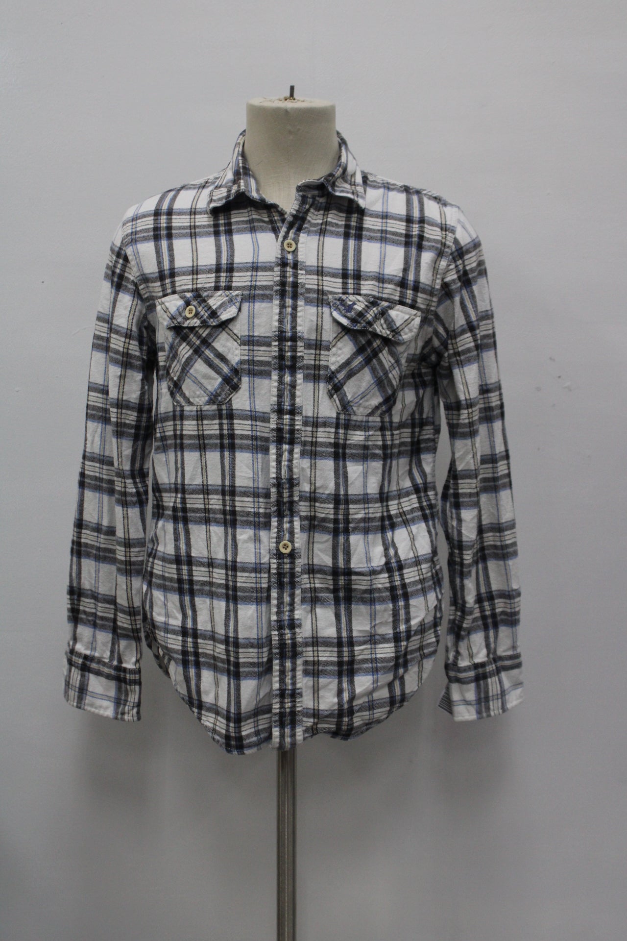 American Eagle Men's Flannel Shirt Beige M Pre-Owned