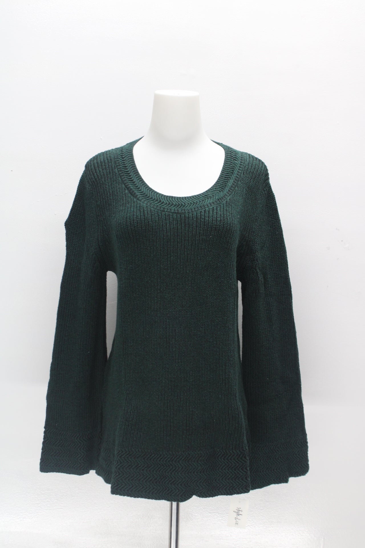 Style & Co Sweater Boxy Body Stitch Pullover Green M