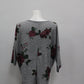 Olivia Blu Womans Floral Sweater Gray 2X Pre-Owned 1046UMP4