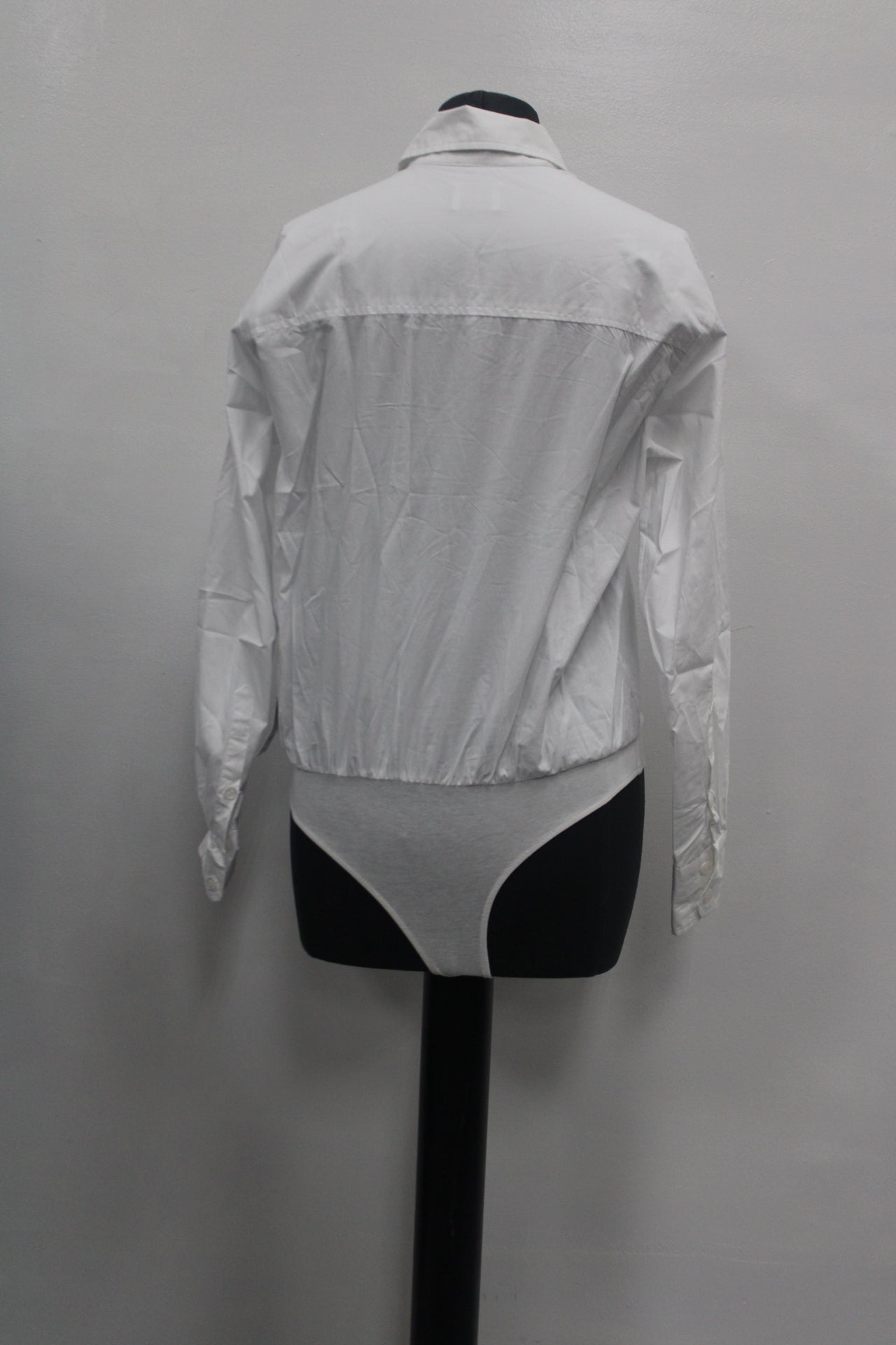 Lini Women Button Poplin Bodysuit, White, S