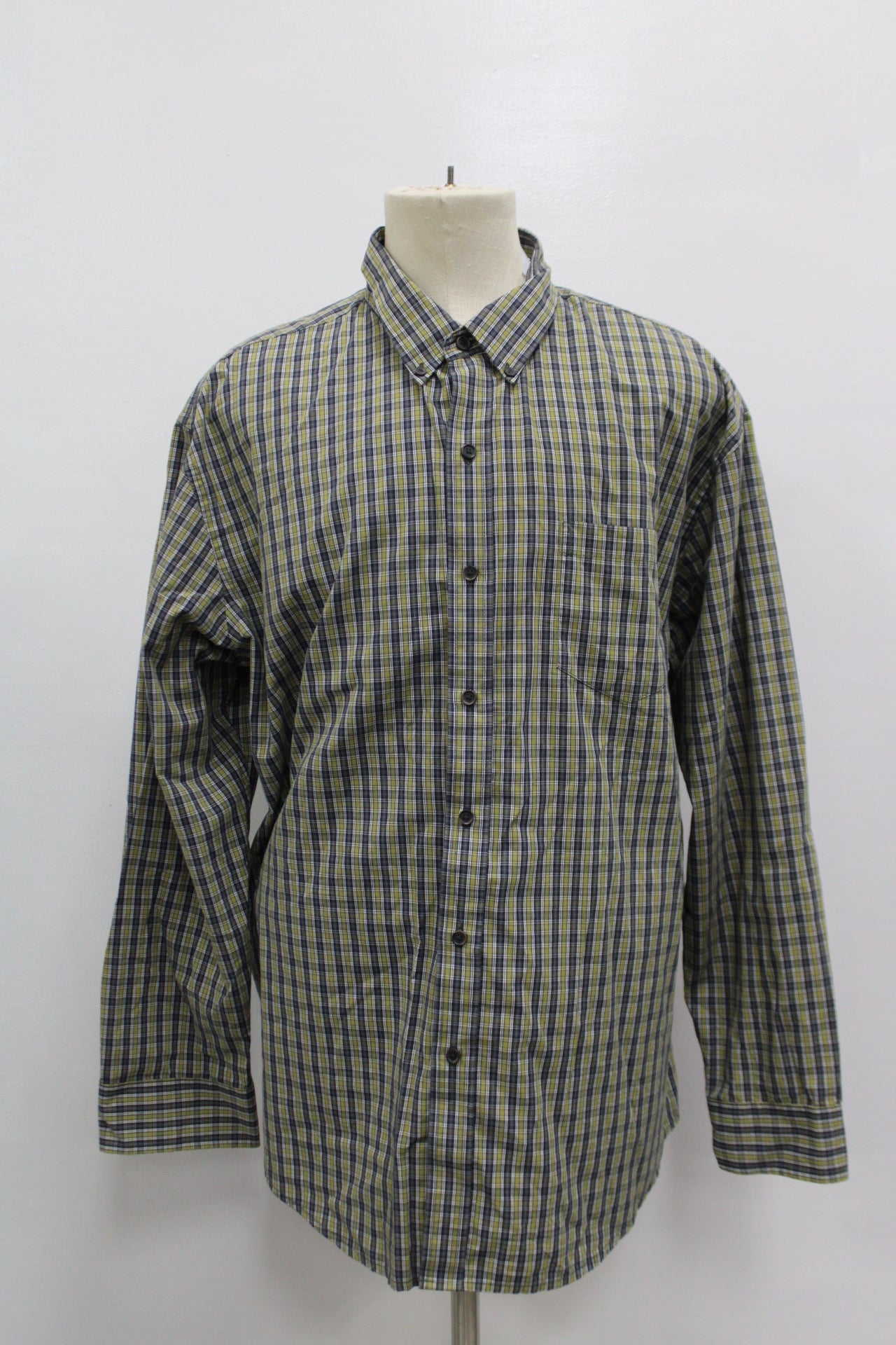 Arrow Men's Plaid Button Up Shirt, Green, 2XL - Pre-Owned1023U4G7