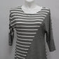 White House Black Market Women Stripes T-Shirt, Black, Medium - Pre-Owned 1096UA3C