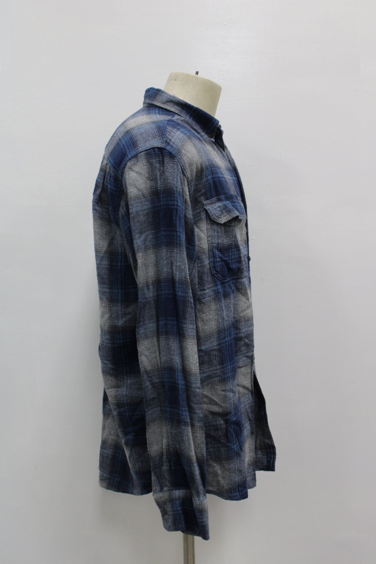 George Men Flannel Shirt Pre-Owned Blue L 1067UHA5