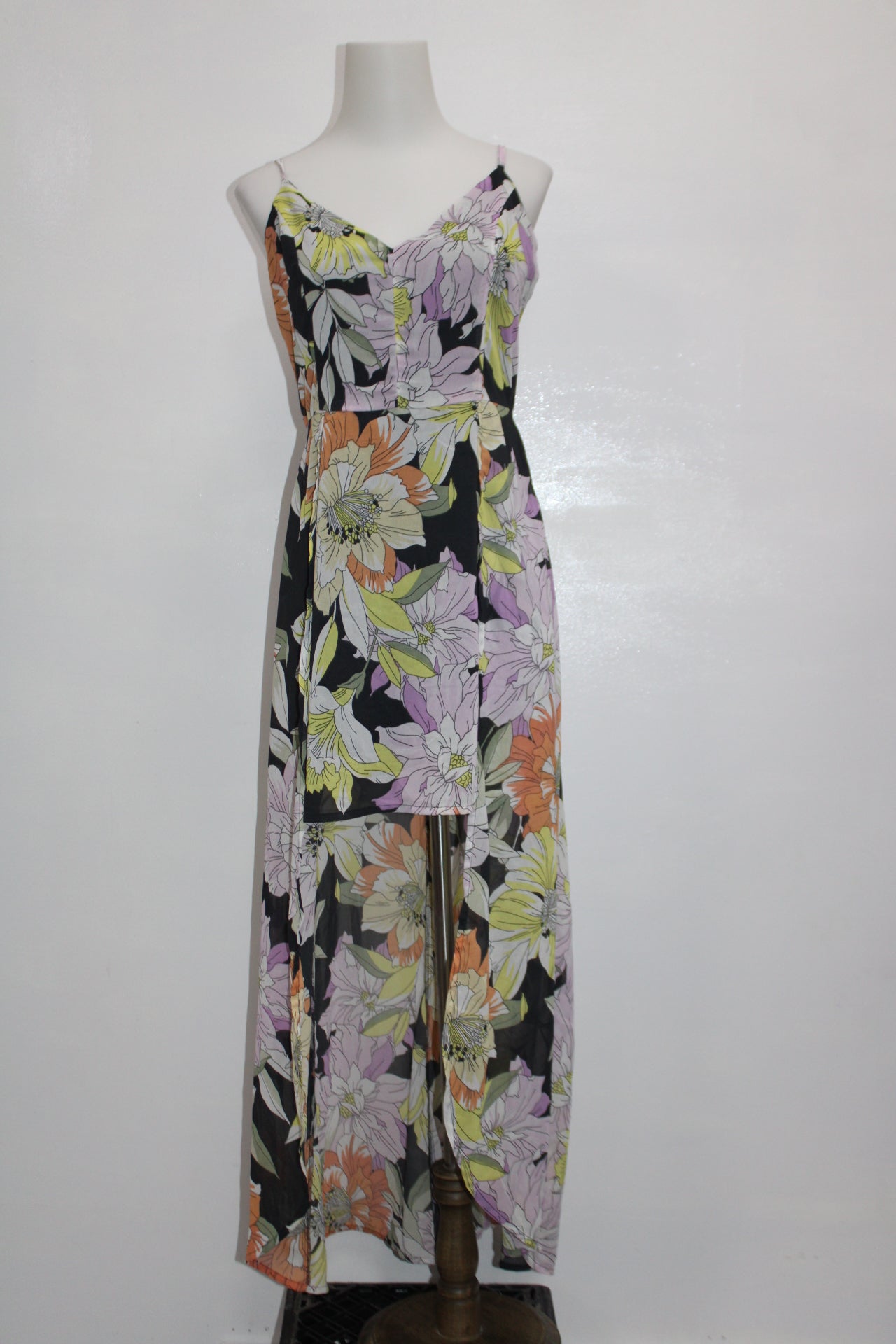 GUESS Taryn Skirt-Back Floral-Print Sumatra Flora Print Jumpsuit Black S