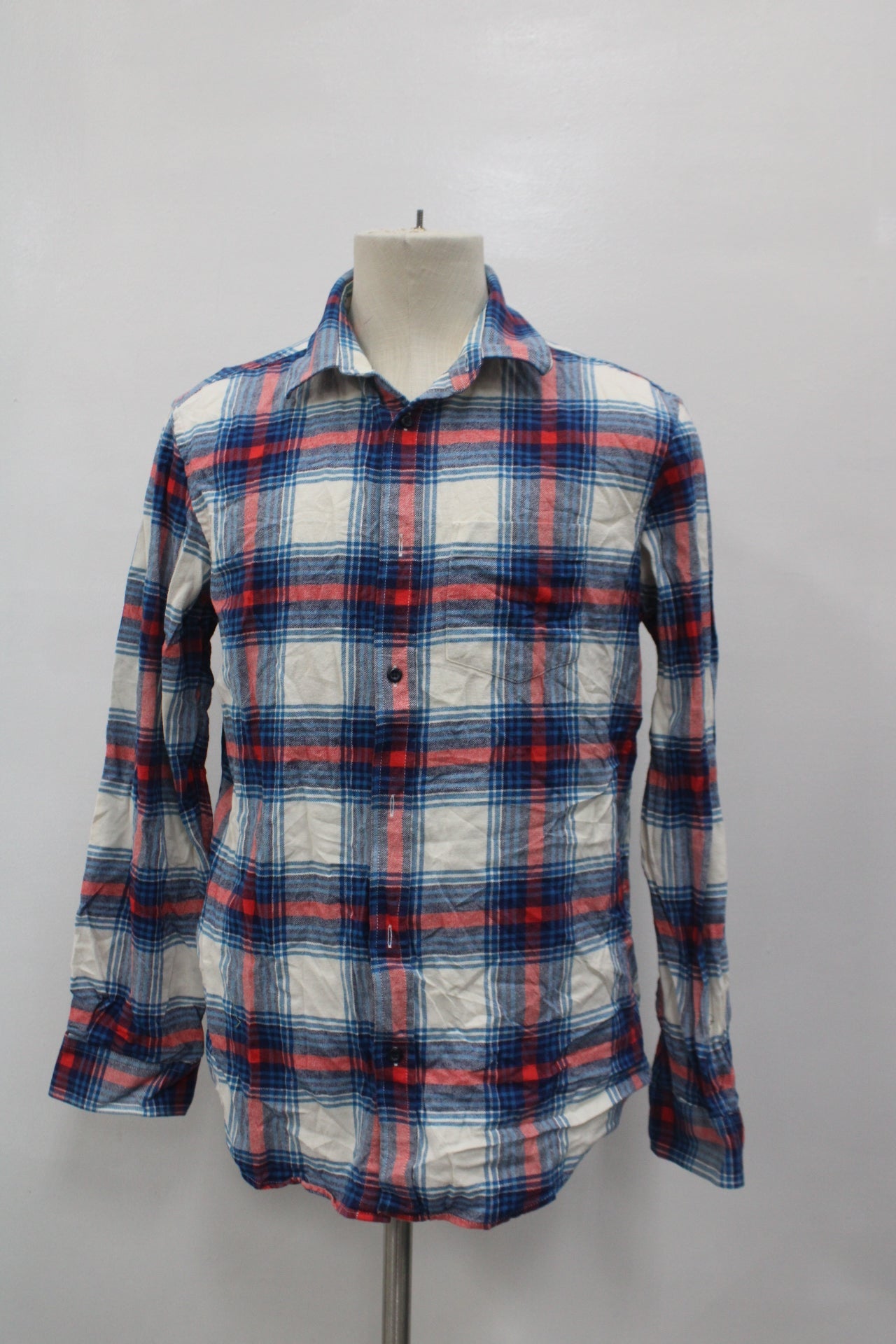 OLd Navy Men's Flannel Shirt White L Pre-Owned