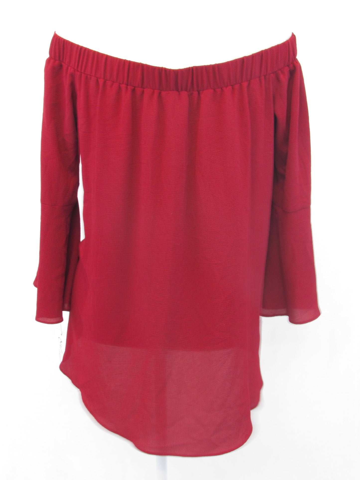 NY Collection Off-The-Shoulder Peasant Blouse Pomegranate S