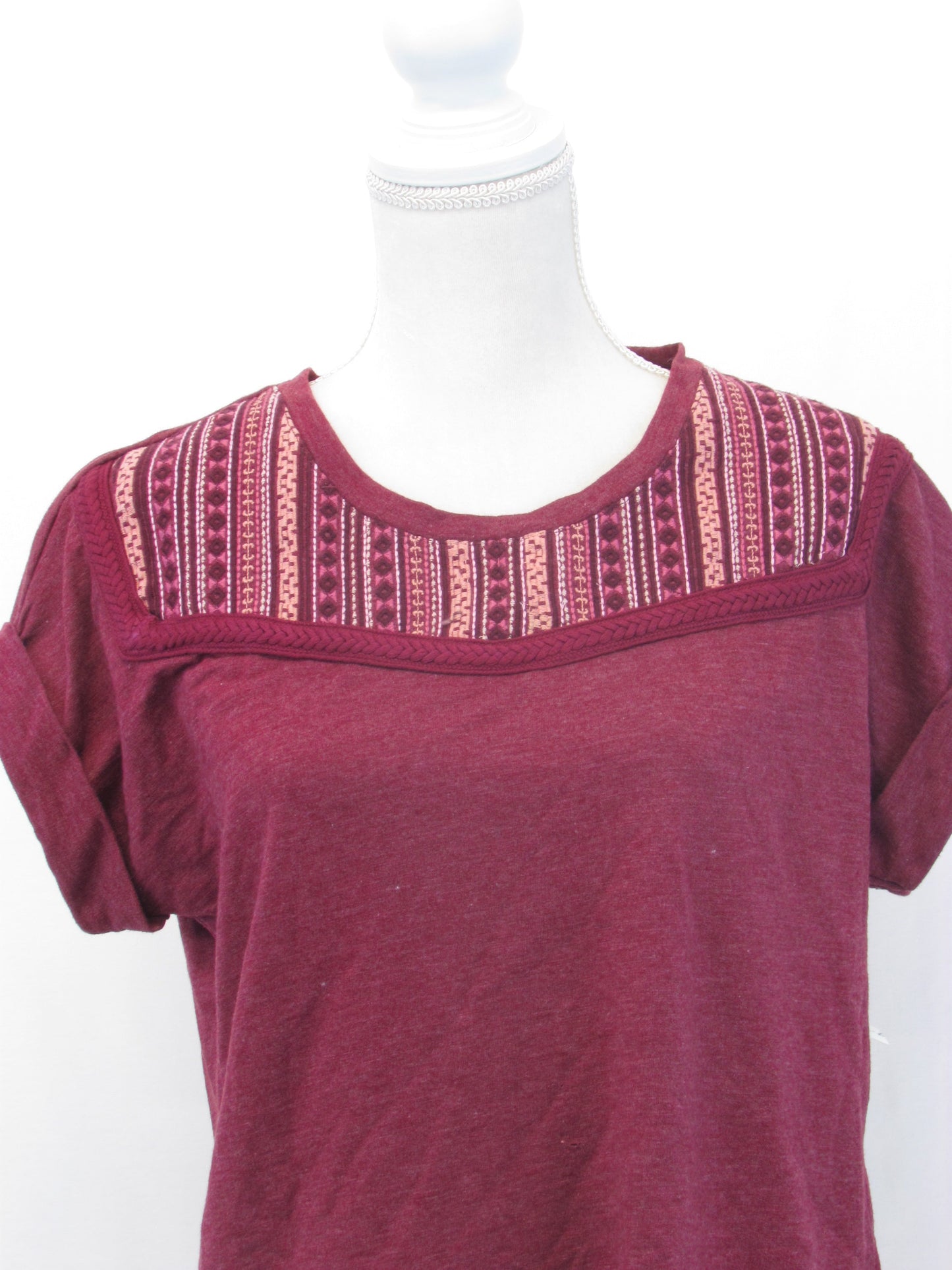 Style & Co. Top Embroidered Short-Sleeve Top Orchard Vine Small