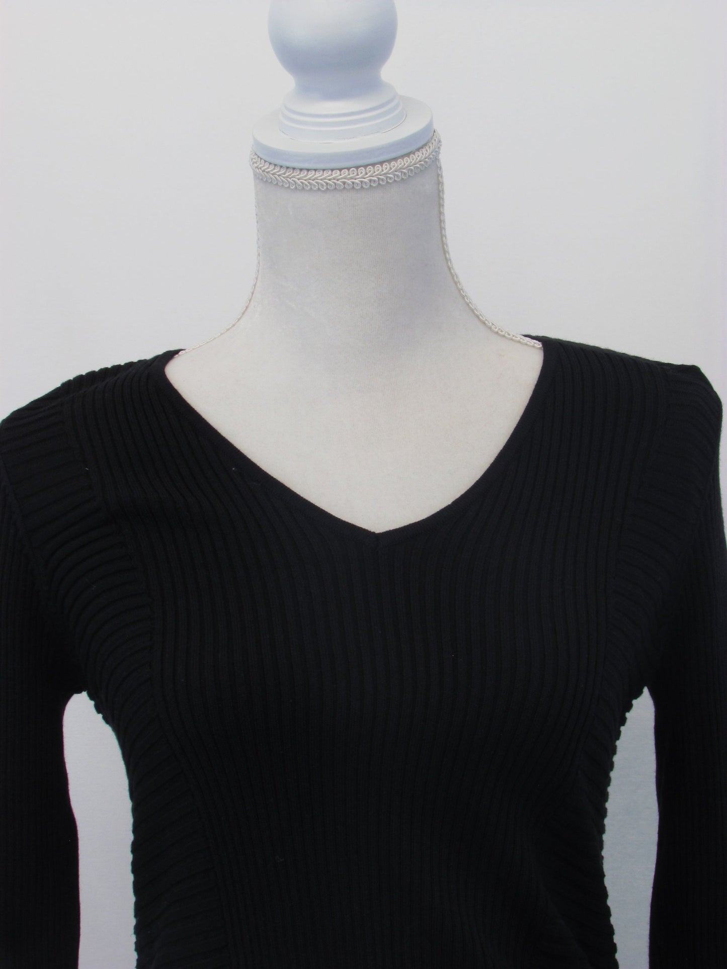 INC Sweater Top Petite Multi-Directional Ribbed Deep Black PS akrutinirali