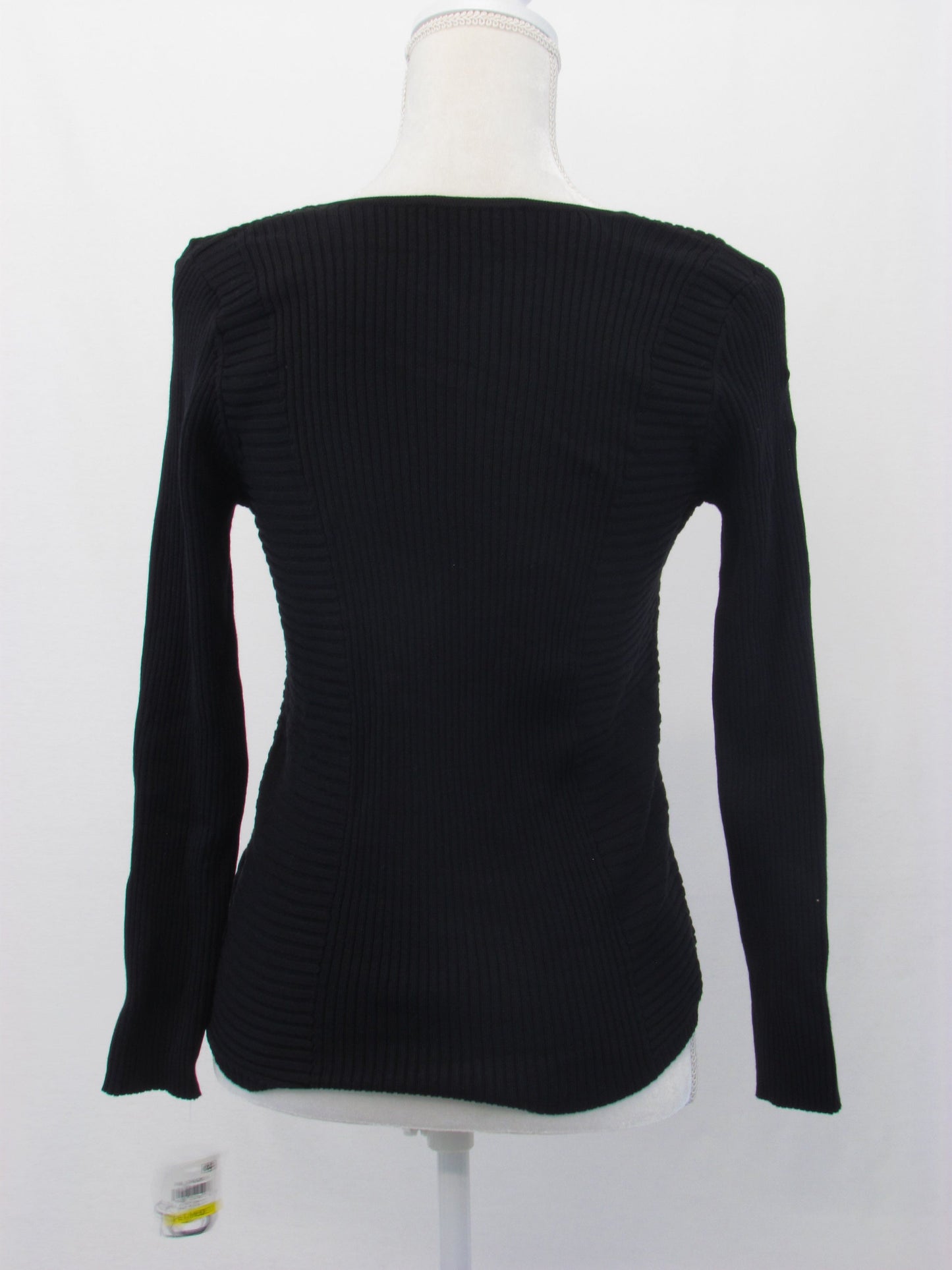 INC Sweater Top Petite Multi-Directional Ribbed Deep Black PM akrutinirali