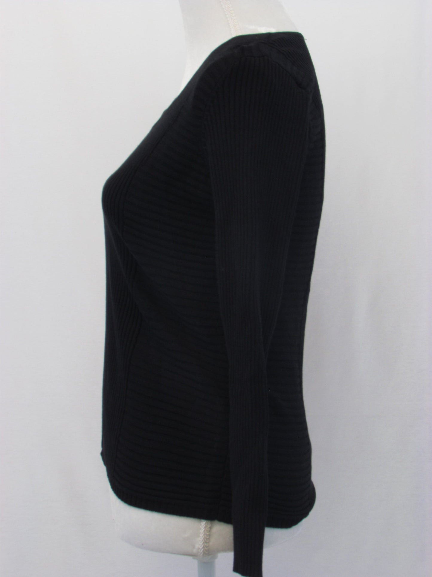 INC Sweater Top Petite Multi-Directional Ribbed Deep Black PM akrutinirali