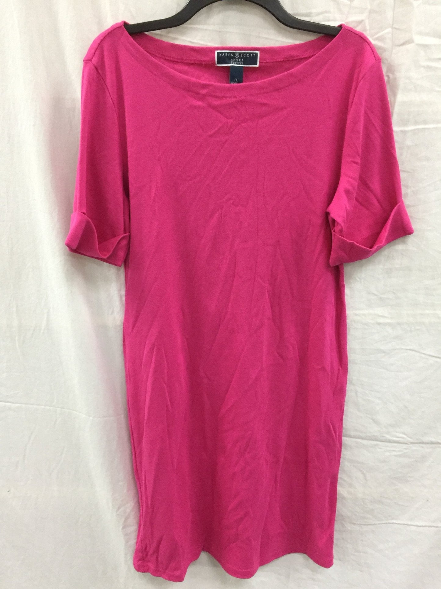 Karen Scott Elbow Sleeve Solid Dress Pink PS