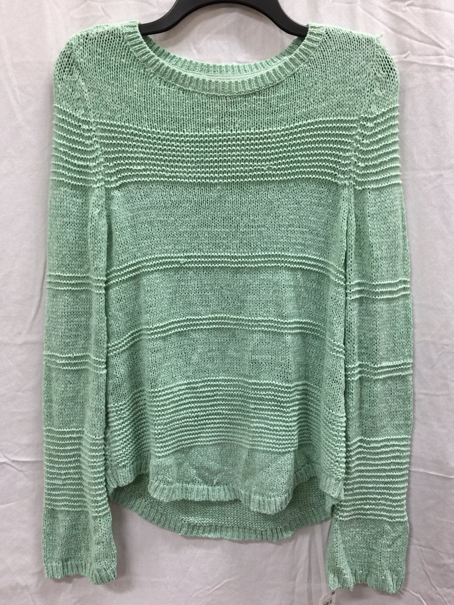 STYLE & CO Sweater Mixed Stitch Tape Pullover Lt Green XS