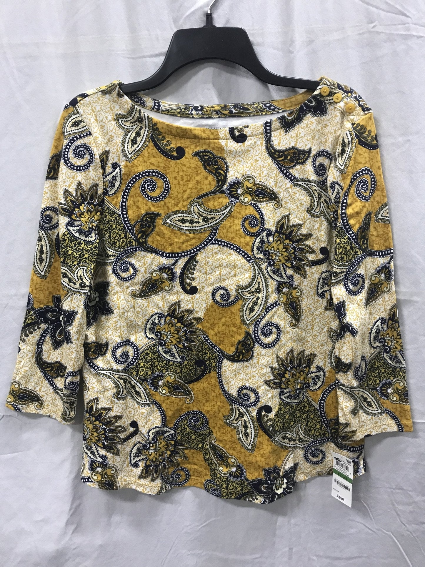 CHARTER CLUB Floral Top Gold PL