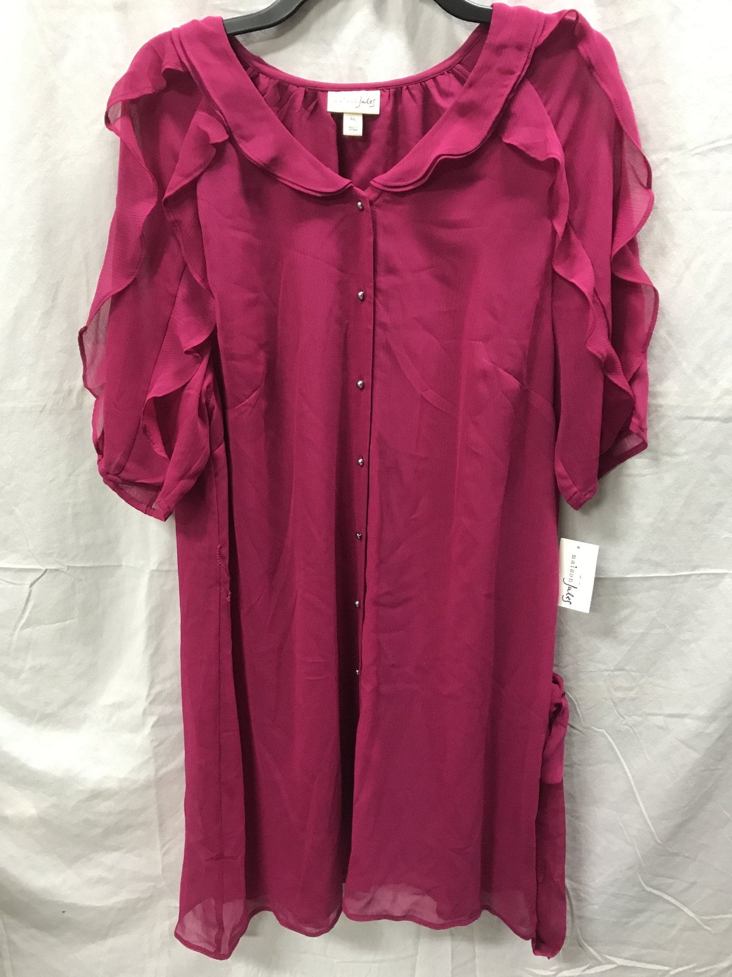 MAISON JULES Dress 3/4 Ruffle Sleeve PINK 2XL