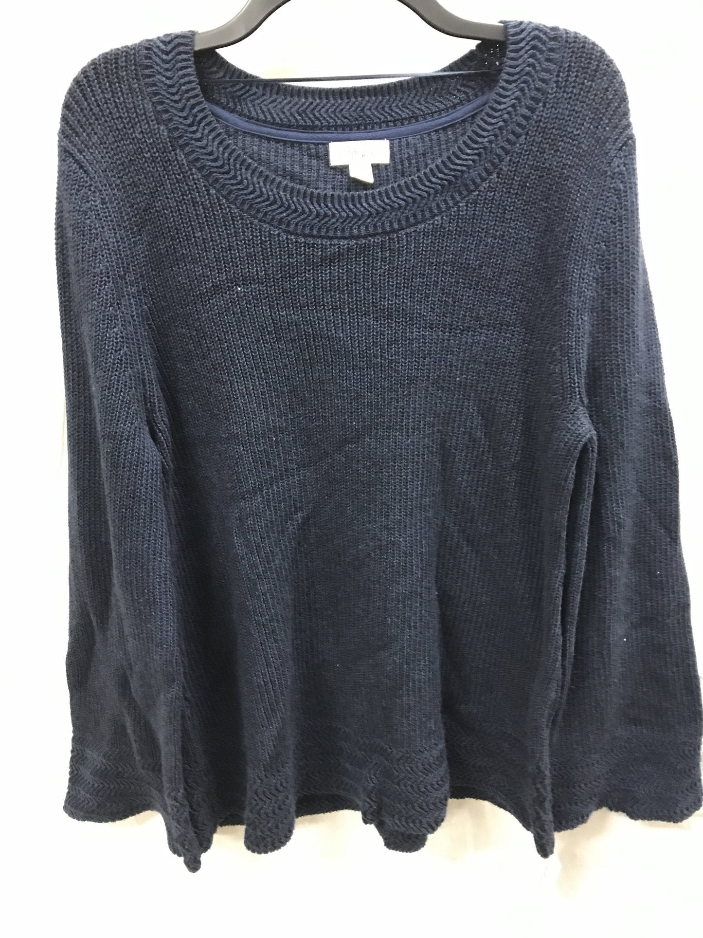 Style & Co Sweater Boxy Body Stitch Pullover Blue Large