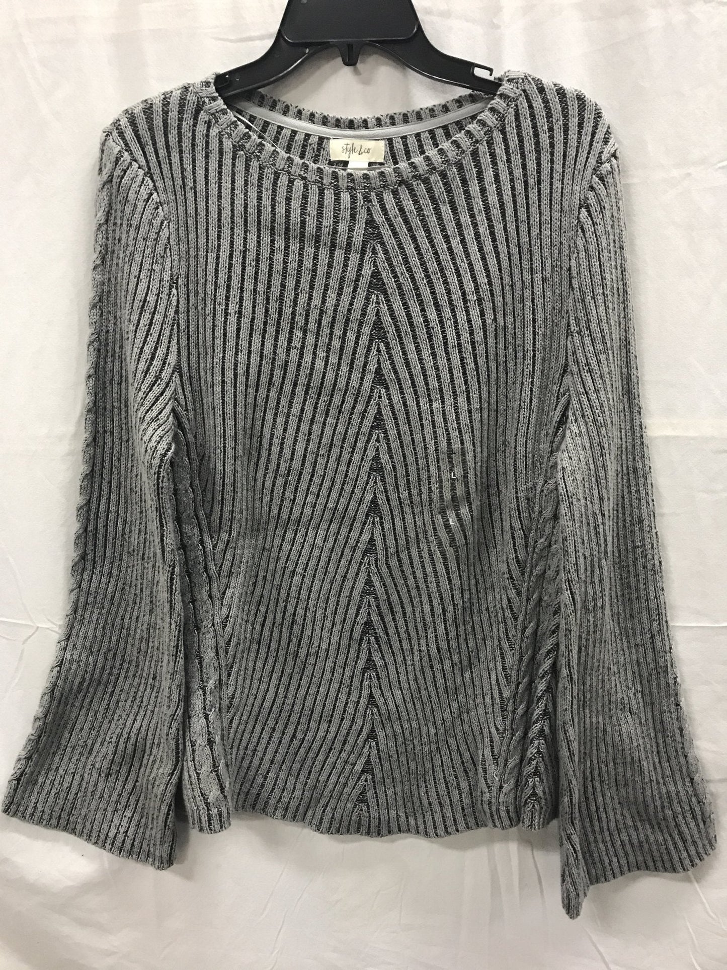 STYLE & CO Sweater Pleated Direct Rib Pullover Med Gray M