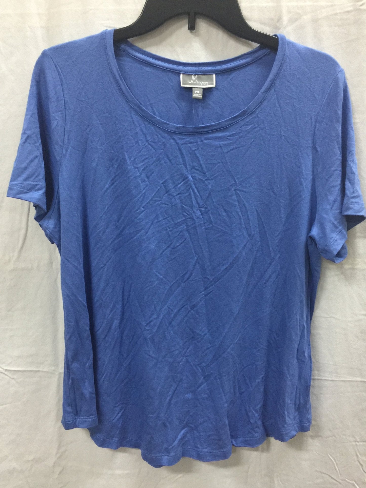 JM Collection Shortsleeve Solid Rayon Span Top Blue