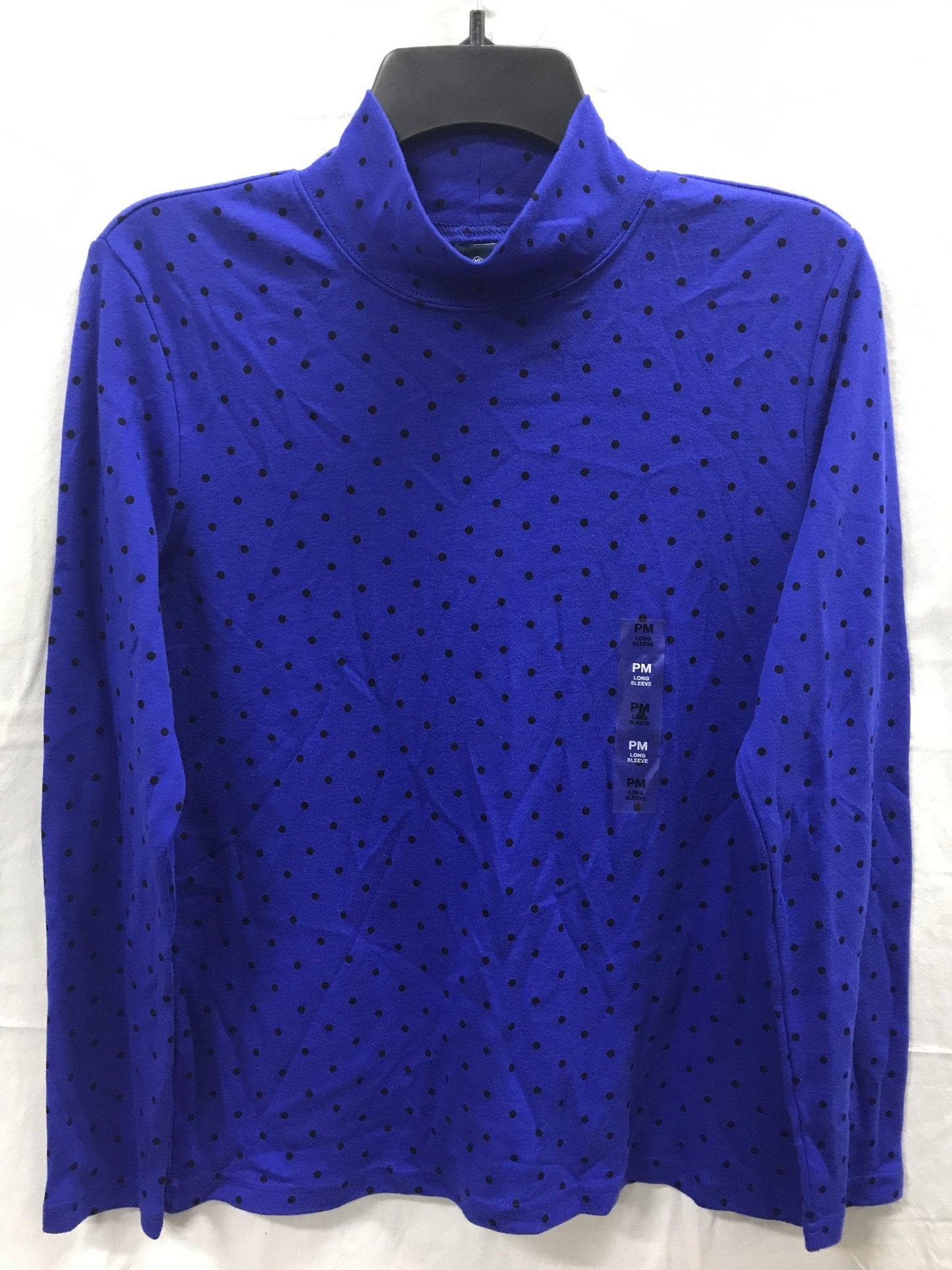 KAREN SCOTT Long Sleeve Dot Dream Mock Sweater Dark Blue PM