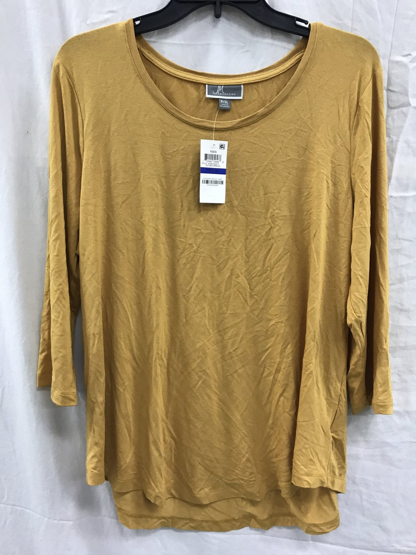 Jm Collection 3/4 Solid Rayon Span Top GOLD PXL