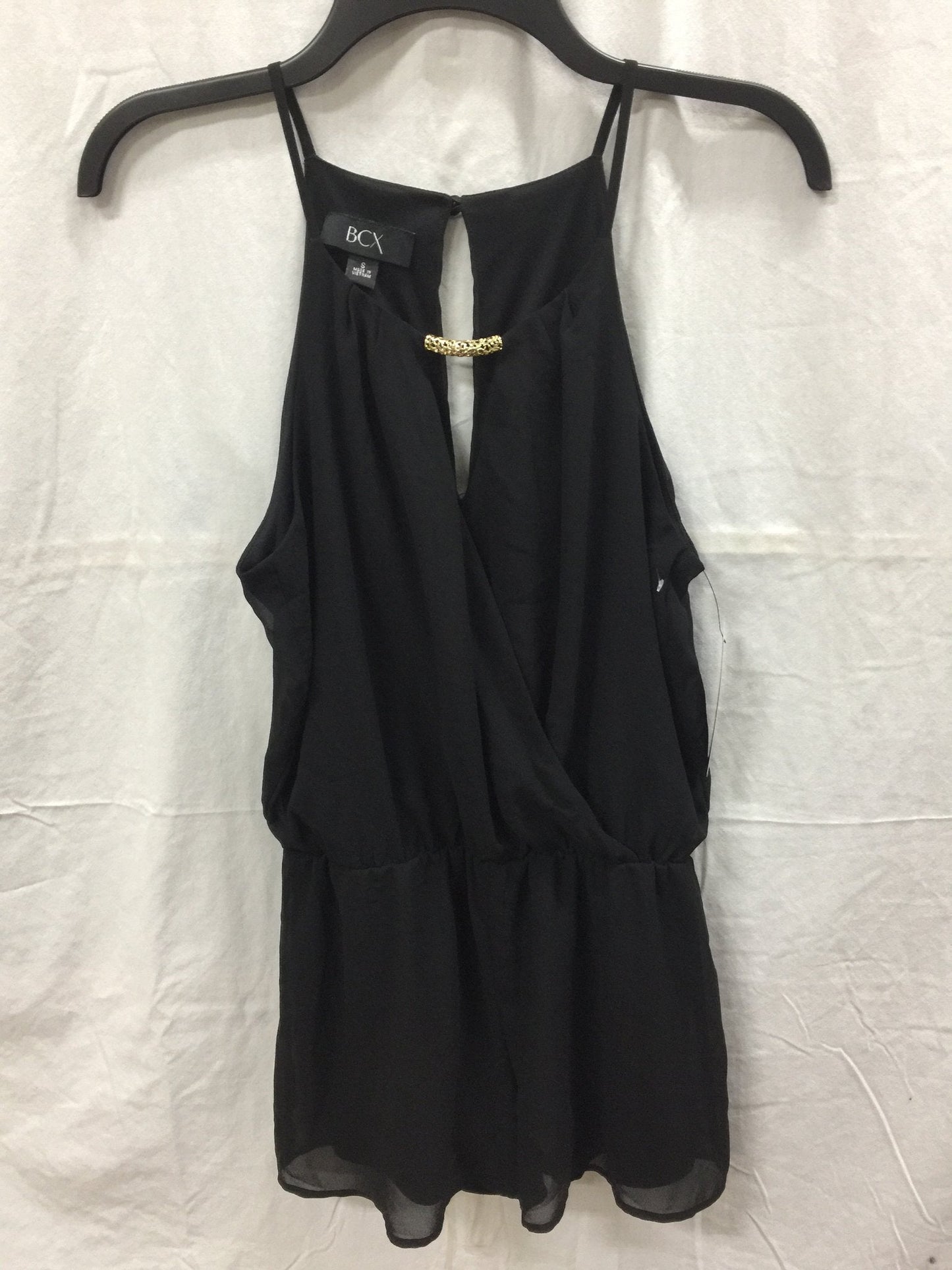 BCX WRAP FRONT KEYHOLE FRONT/BACK ROMPER BLACK S - NEW WITHOUT TAG 3852