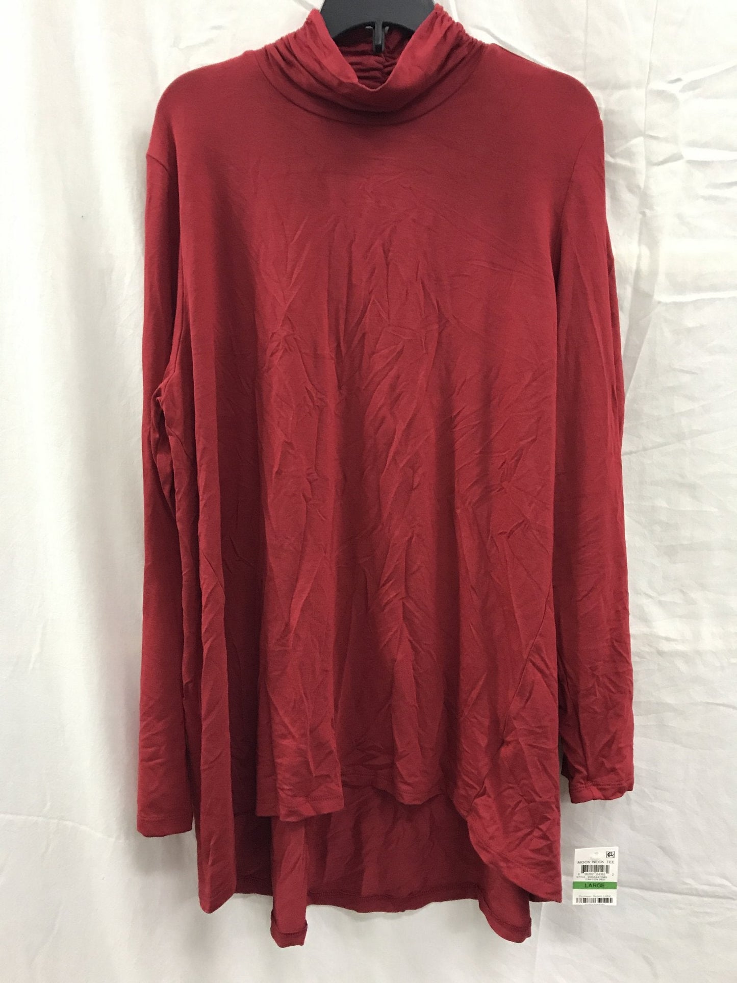 Style & Co Mockneck Long Sleeve Top Red S