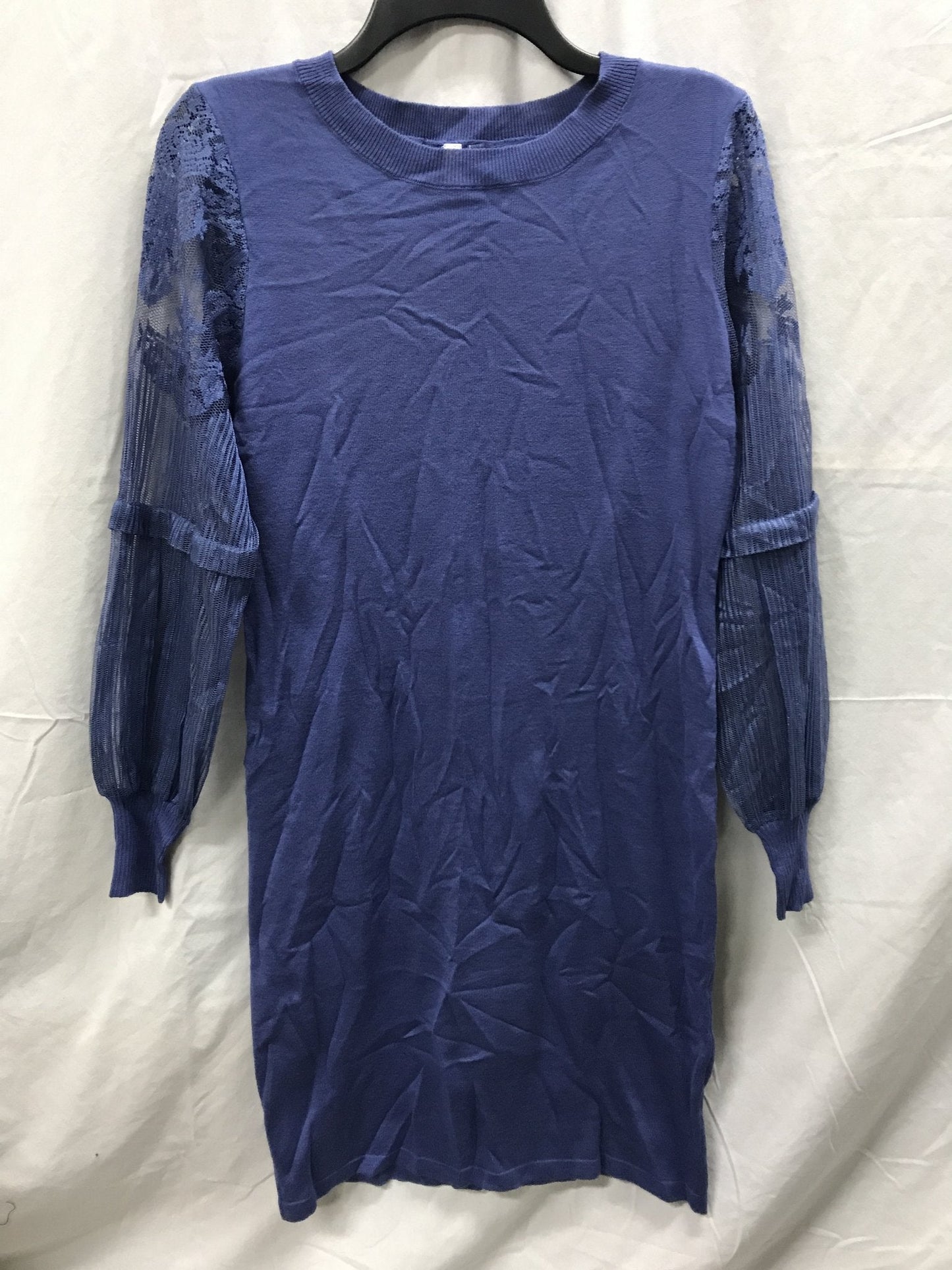 NY COLLECTION Lace Sleeve Sweater Dress Med Blue PM