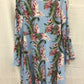 MAISON JULES Dress Long Sleeve Tie Leaf Fit Flare French Blue 10