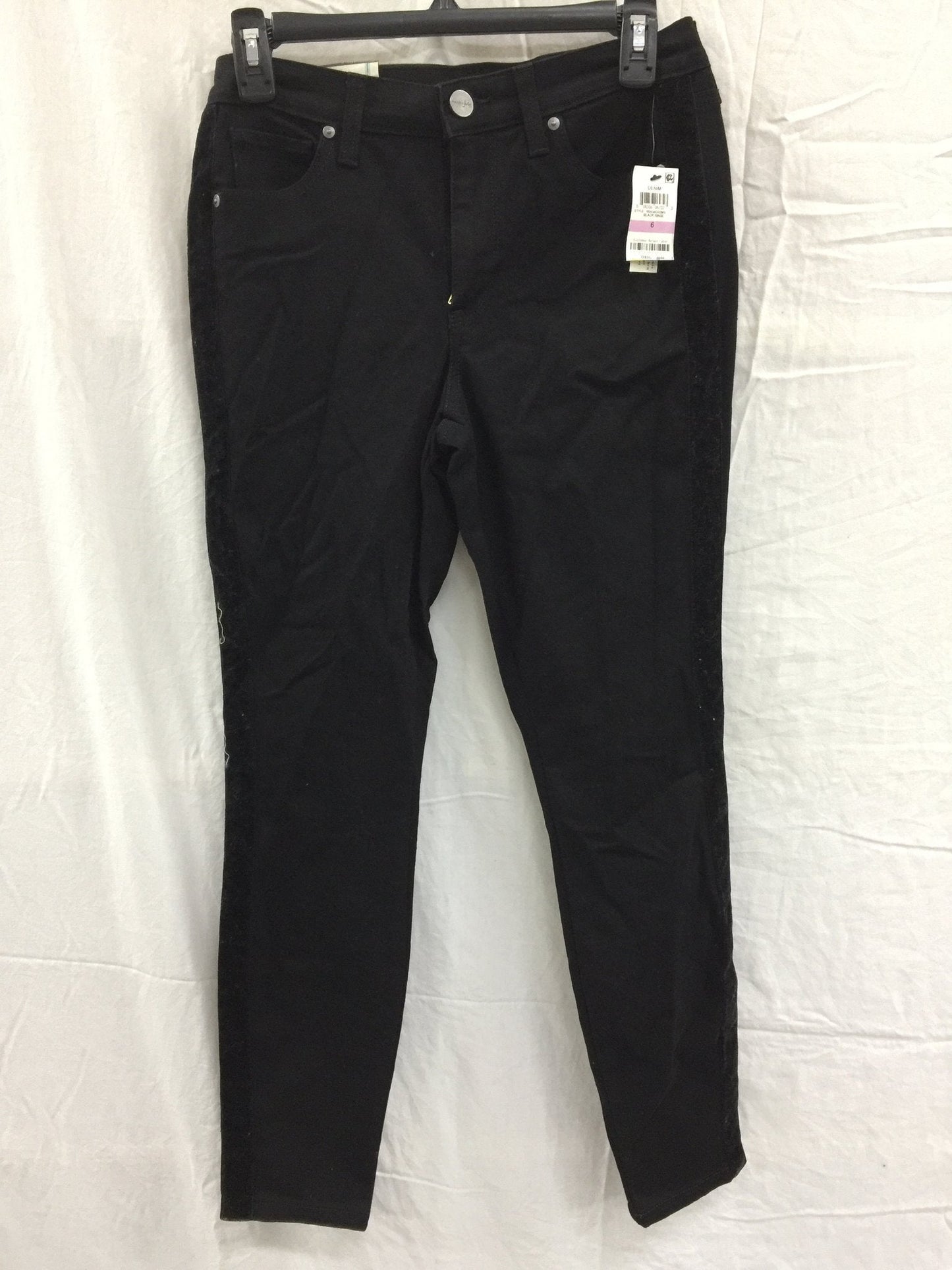 Maison Jules Side-Stripe Skinny Jeans Black Rinse 28 US 6