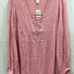 Style & Co Solid Laced Up Vneck Top Pink Large