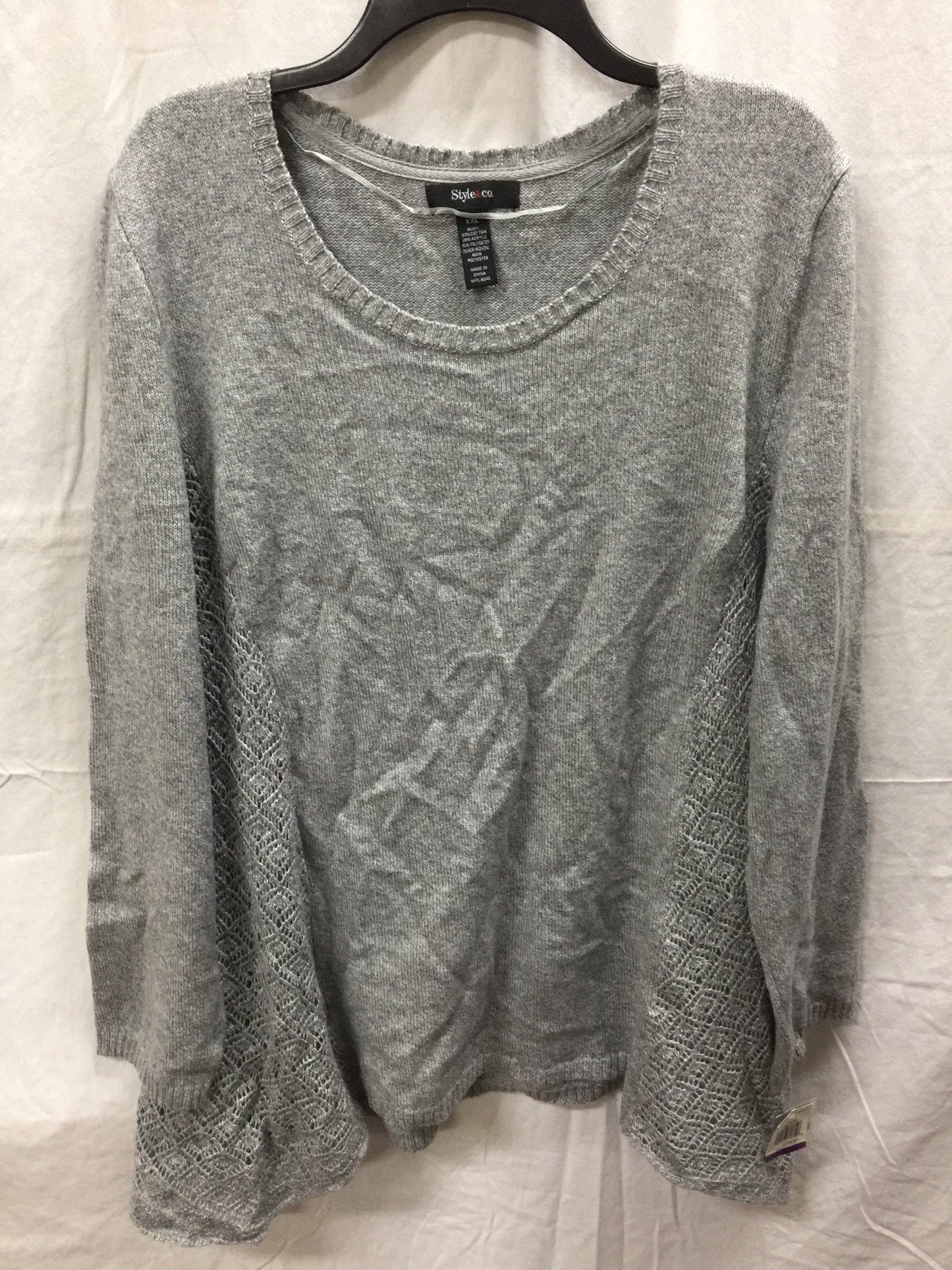 Style Co Scoop-Neck Sweater Bold Heaher Grey XXL