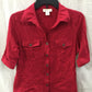 Style Co Petite Jersey Utility Shirt New Red Amore PM