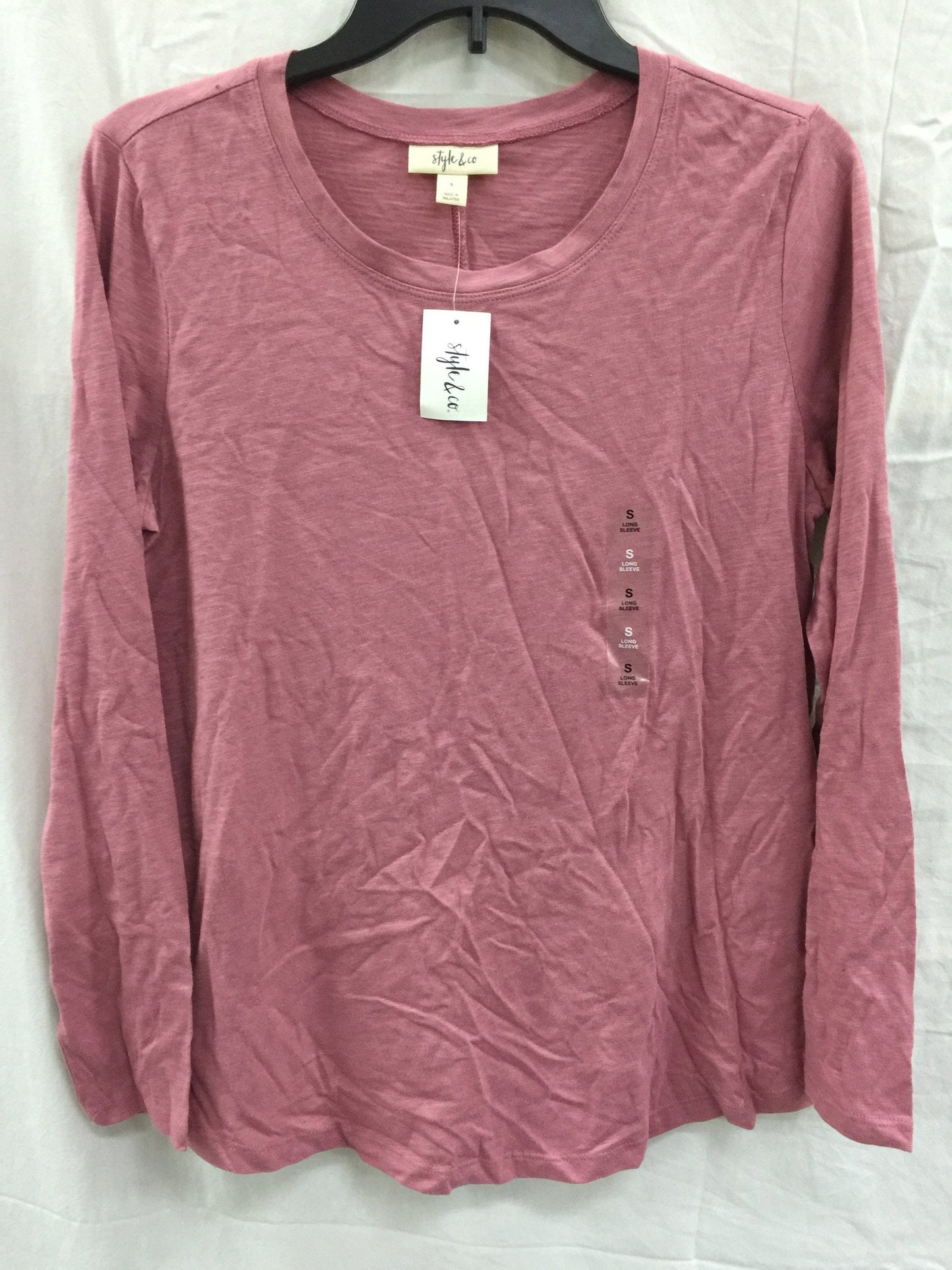 Style & Co Crewneck Long Sleeve Top Pink S