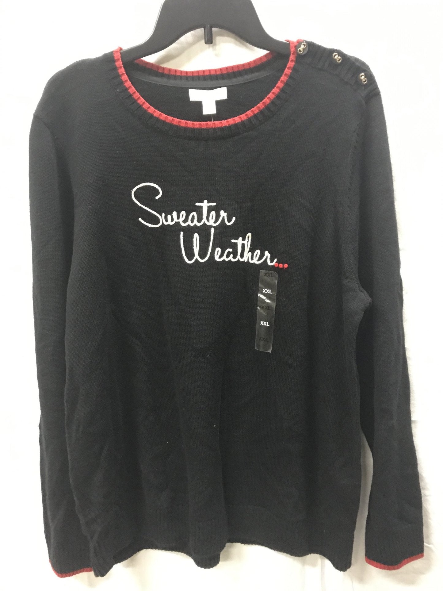 CHARTER CLUB Long Sleeve Sweater Weather Pullover Black 2XL