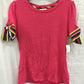 MAISON JULES Stripped Ribbon Top Red XS