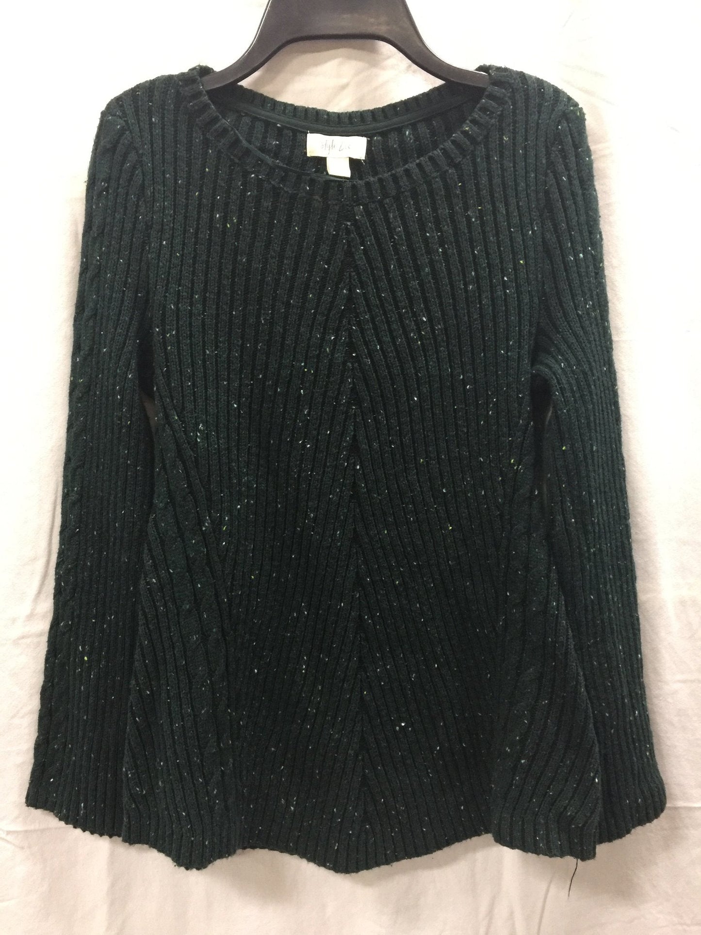 Style & Co Sweater Rib Pullover Pine Black XS