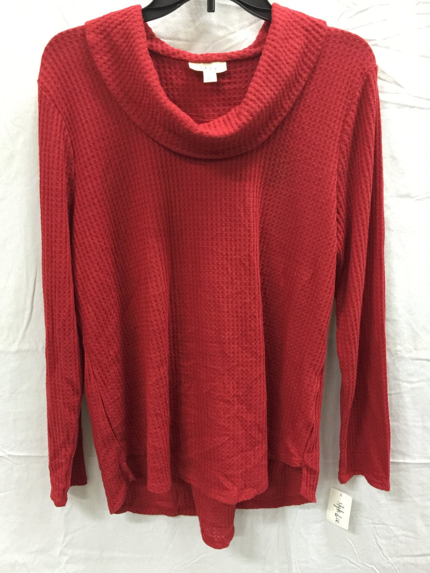 Style & Co  Cowlneck Waffle Sweater  Red XL