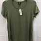 JM Collection Shortsleeve Solid Rayon Span Top Green S