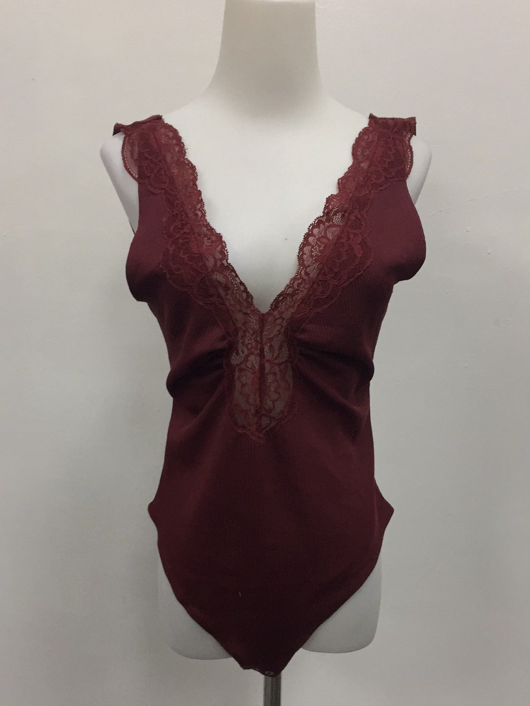 Free People First Call Bodysuit Pomegranite Wine M