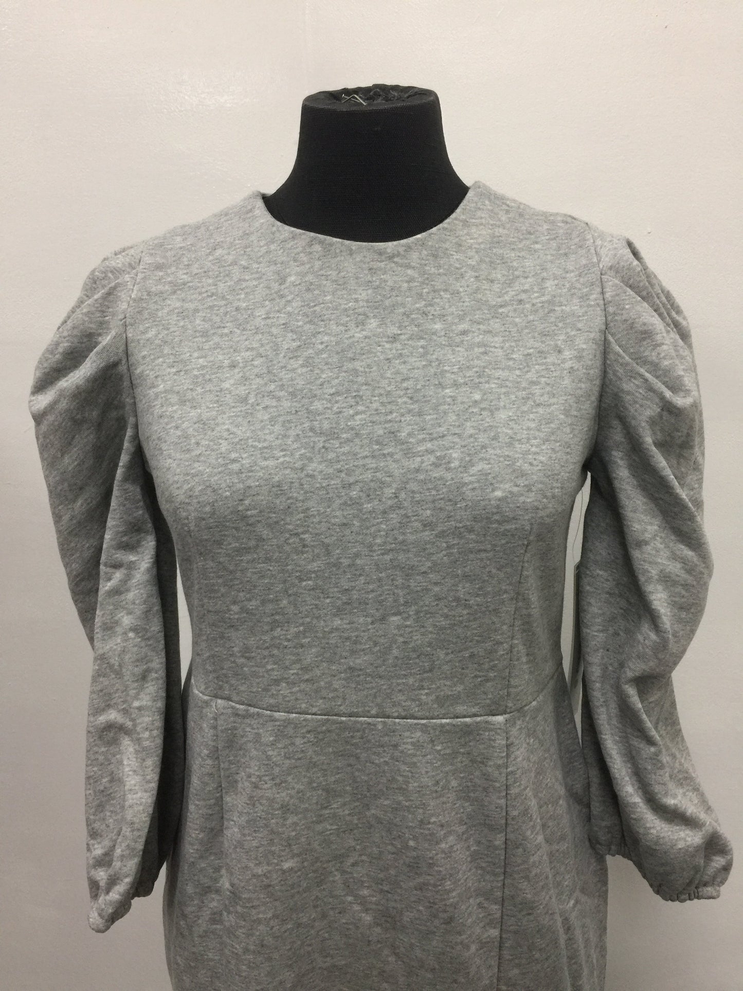 Aqua Women Puff Sleeve Sweatshirt Dress, Gray, S