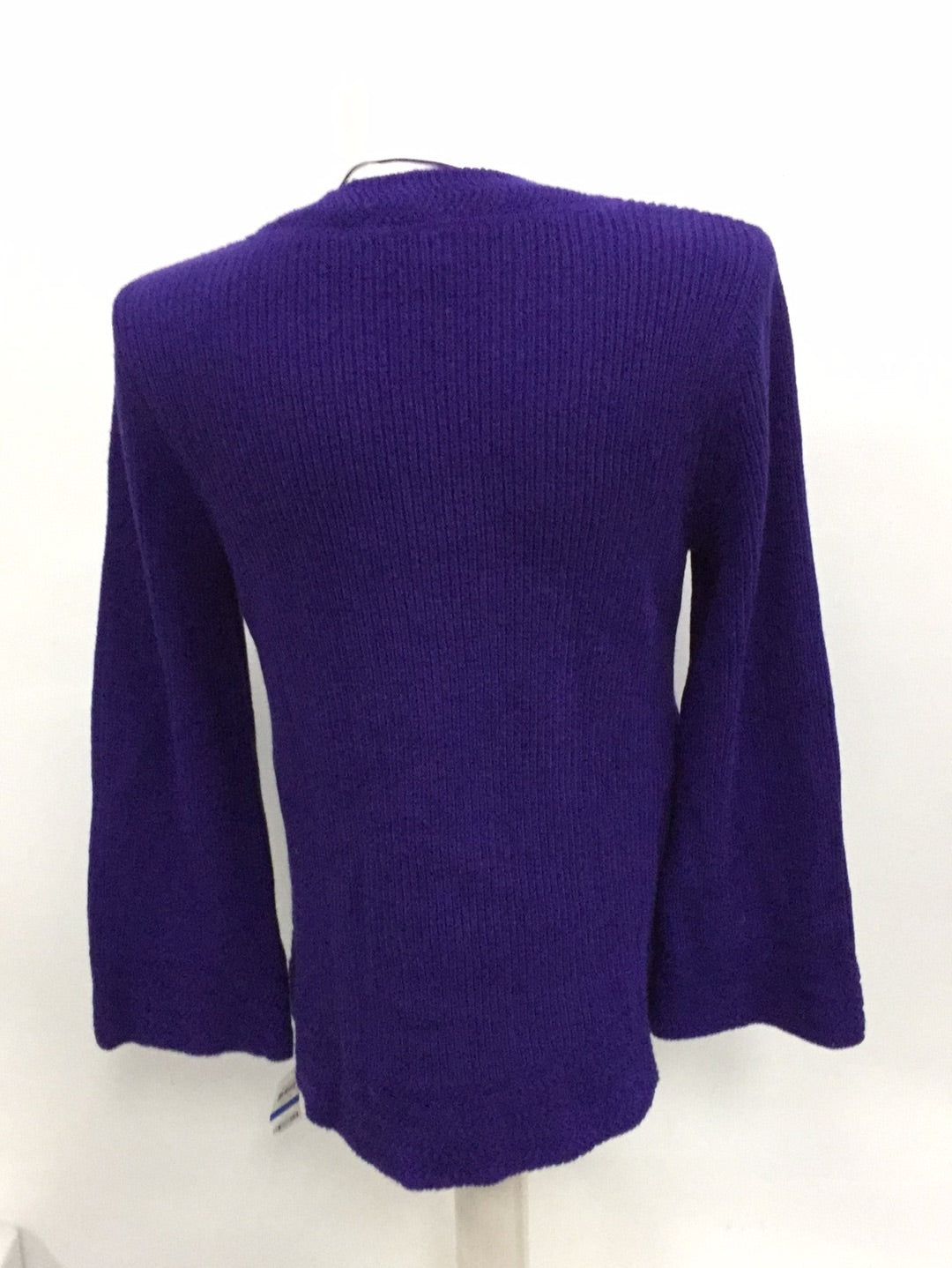 Style & Co Flare-Sleeve Contrast-Border Sweater (Midnight Iris, XL)